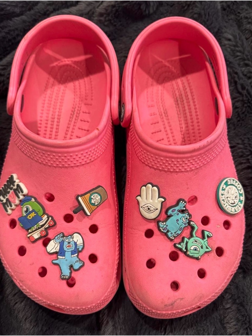 CROCS women’s Pink Clog Sandals with Decorative Jibbitz